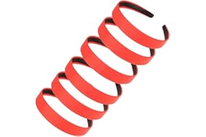 Topkids Accessories 6pc 2.5cm Wide Alice Headband Multipack, Various Designs & Styles For Girls, Ladies, Unisex Adults & Unisex Kids Hair (Shiny Red Satin)