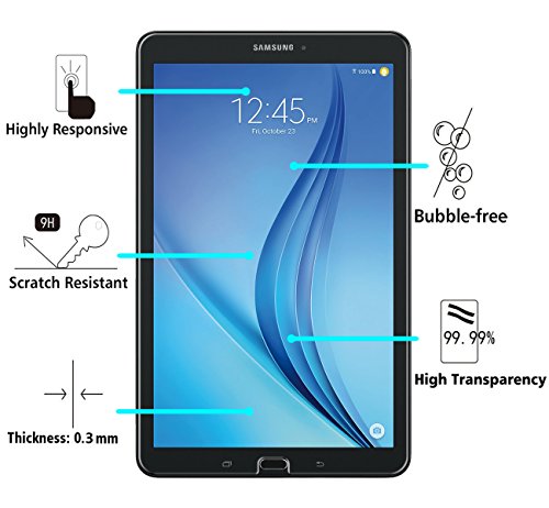 Samsung Galaxy Tab E / Tab E Nook 9.6 Zoll (SM-T560) Schutzfolie, iVoler® Premium Panzerglasfolie Hartglas Schutzfolie Gehärtetem Glas Displayschutzfolie Displayschutz Tempered Glass Screen Protector für Samsung Galaxy Tab E / Tab E Nook 9.6“ (SM-T560) – 0,3mm Dünn, 9H Härtegrad, 2.5D Abgerundete Kanten – [Kratzfest][Hohe Transparenz] [Fingerabdruck-frei][Blasenfrei]-Lebenslange Garantie - 2