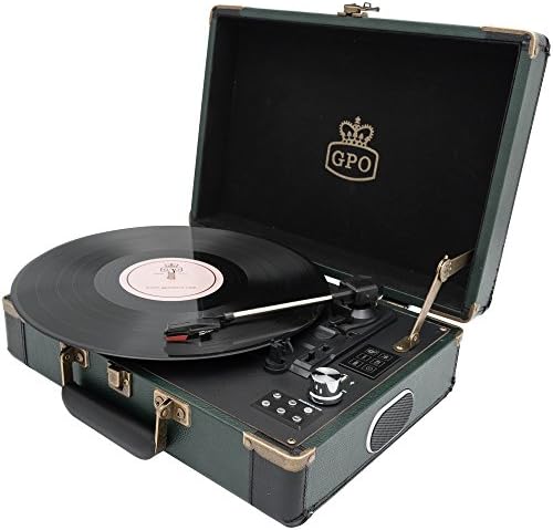 GPO Ambassador Stand Alone Turntable with Bluetooth & Built-In Speakers - Green/Black