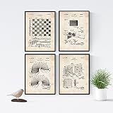 Color Vintage Nacnic Vintage - Pack de 4 Láminas con Patentes de Juegos Infantiles. Set de Posters con inventos y Patentes Antiguas. Elije el Color Que Más te guste. Impreso en Papel de 250 Gramos