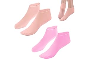 OUZHOU Silicone Socks, 3 Pairs Pedicure Silicone Socks Foot Spa Moisturizing Socks Women Soft Gel Heel Silicone Socks for Cracked Feet, Foot Moisturising Socks Soft Gel Heel for Women Dry Cracked Feet