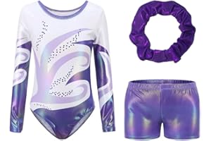 XIYAO Justaucorps de Gymnastique Fille Danse Ballet Justaucorps Manches Longues Costume Athlétique pour Les Filles 5-14 Ans