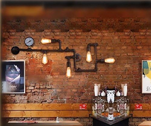 XIAOJIA Vintage Industrial Wind Painted Pipe Wall Lamp Hall Restaurant and Cafe Terrace American Bar Decorative Fixtures Lighting Luminaire