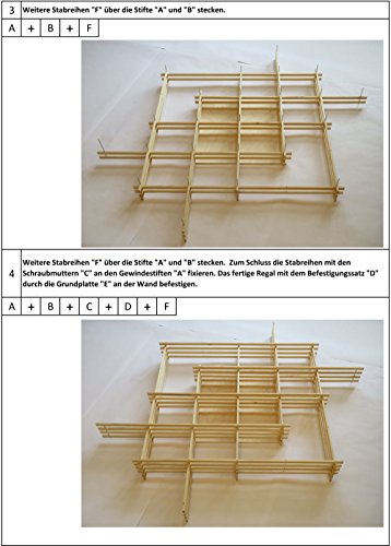 doLuxe 29705e Flexibles Designer Wandregal mit 680 Möglichkeiten, CD DVD Regal offen zum Aufhängen, Schweberegal, Holz, natur, 97.00 x 16.00 x 97.00 cm - 15