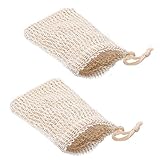 Siumir Sisal Soap Bag with Drawstring Natural Soap Pack Soap Saver Pouch for Foaming, Drying Soaps, Exfoliation, Massage - 2 PCS