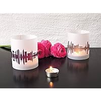 NEW YORK Skyline Stadt Windlicht, Tischlicht personalisierbar, 2er Set Lichthülle Teelicht Tischdekoration in greige & pflaume, Geschenkidee Mitbringsel für New York-Fans von 44spaces