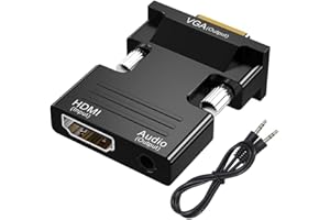 ZISONIX Adaptateur HDMI vers VGA avec câble Audio 3,5 mm, Adaptateur HDMI Femelle vers VGA mâle 1080P 60Hz Compatible avec Ordinateur Portable Moniteur Projecteur