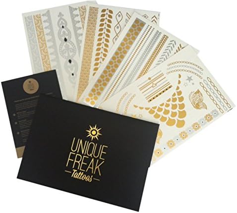 Bali - Premium Quality Gold Metallic Jewellery Temporary Tattoo 4 Sheet Gift Pack by Unique Freak Tattoos *STOCKINGFILLER*SECRET SANTA