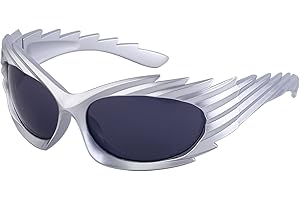 LJCZKA Lunette de Soleil Enveloppantes y2k Homme Femme - Lunettes de Soleil Irrégulières Ovale Lunettes de Cyclisme Vélo Sport de Protection UV