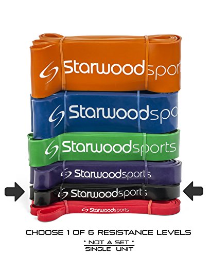 Starwood Sports ® Banda elástica de Resistencia para dominadas, Ejercicio de Crossfit, Levantamiento de Fuerza, para Hombres y Mujeres, de 11,3 kg a 29,5 kg, Color Negro, 1 Unidad