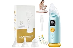 DVONE Nasensauger Baby, 65 kPa Hohe Saugleistung Nasensauger Baby Elektrisch mit 3 Saugstärken Musik & Licht Funktion Und 3 Größen Silikon Tipps, Geeignet für Neugeborene, Baby und Kinder