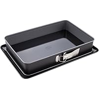 VEGOATY Rechteckige Springform 28x18cm Mit Servierboden - Eckige Kuchenform Mit Antihaftbeschichtung