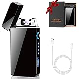 KIPIDA USB Elektronische Feuerzeug, Lichtbogen Feuerzeug, Touchscreen Elektro Feuerzeug LED Dual Lichtbogen Feuerzeug mit Bat