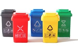 Super Idee 5er Set Mini Mülltonne als Zubehör für Wichtel Umzug Wertstofftonne für Wichtelstreiche Abfalltonne Wichtelzubehör Wichtel Müllabfuhr zum basteln Dekoration für Weihnachten DIY Geschenk