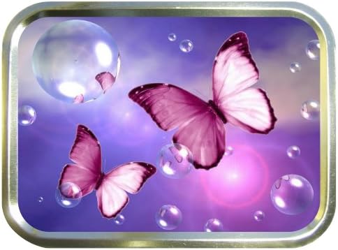 BUTTERFLY BUBBLES 2oz GOLD TOBACCO TIN,BACCY TIN,PILL TIN,FISHING TIN,SEWING TIN