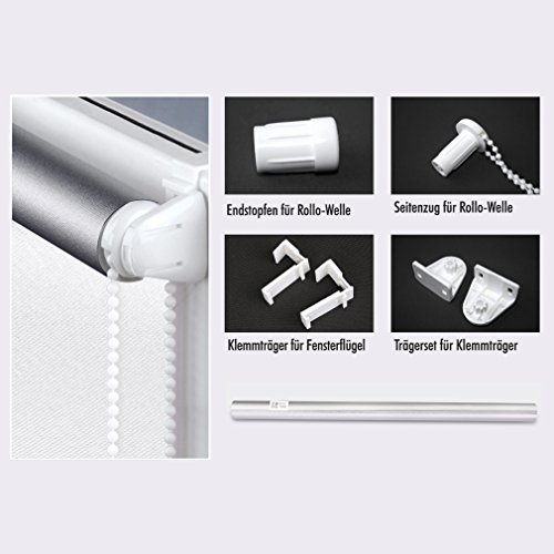 SHINY HOME® Verdunkelungsrollo Klemmfix Verdunklungsrollo ohne Bohren Klemmrollo Seitenzug 80x175cm (Weiß) - 8