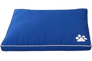 BLUEMOON BEDDING Medium WATERPROOF Dog Bed Cushion Washable Zipped -Pet Washable Zipped Mattress Covers Only, Size 58cm x 80cm +5cm) (Blue Paws)