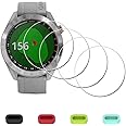 iDaPro [4 Pack] Screen Protector for Garmin Approach S40 S60 Premium GPS Golf Watch + Silicone Anti-dust Plugs, Tempered Glass Anti-Scratch Bubble-Free Easy Installation