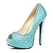 Produktbild GLAMOUR LEG AVENUE SATIN Peeptoe-PUMPE MIT STRASS TURQUOISE