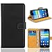 Produktbild Huawei Y6 / Honor 4A Handy Tasche, FoneExpert® Wallet Case Flip Cover Hüllen Etui Ledertasche Lederhülle Premium Schutzhülle für Huawei Y6 / Honor 4A (Schwarz)
