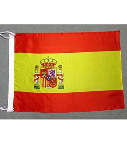 Fanion Espagne 13x10cm - Drapeau Voiture Avec Ventouse Et Cordelettes