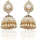 Shining Diva White Gold Plated Pearl Traditional Jhumki Earrings For Women & Girls