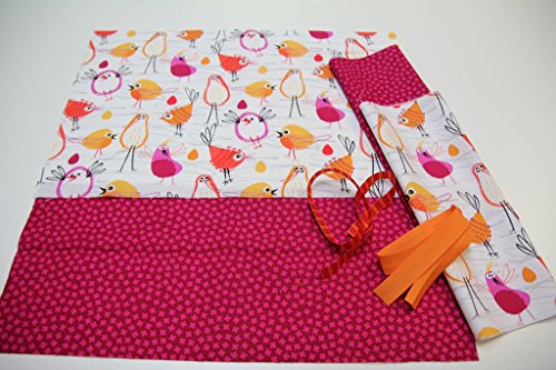 PINIDI DIY Nähset Kissenhülle 40x40cm Vögel pink orange/Blumen - 7