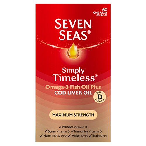 Seven Seas Omega-3 Fish Oil with Cod Liver Oil Maximum Strength 60 Capsules 