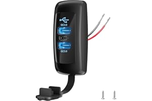 GIBBAB 1PCS 3 Ports 12V RV USB Outlet 56W, Type-C PD3.0 Quick Charge & Dual USB-A QC3.0 Panel Wall Surface Mount, Automotive Car Multi-Port Socket Charger Adapter for RV Marine Boat Bus Camper ATV Truck