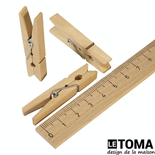 LeTOMA – 100 St. Deko Holzklammern 4,8 cm – Wäscheklammern aus Natur-Holz ideal zum Basteln, Beschriften und Verzieren – Farbe Naturbraun - 2