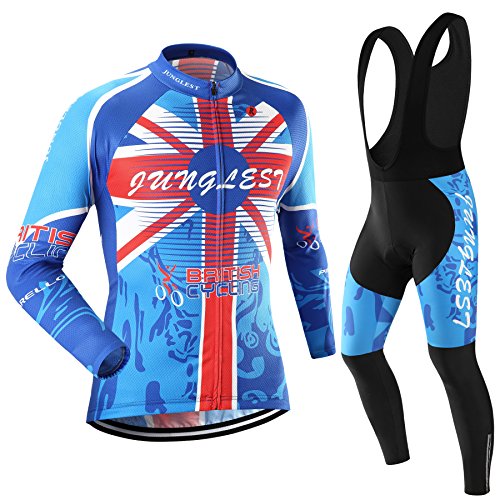 [Größe:S-5XL][option:Trägerhose,3D 2.8cm Sitzpolster] Fahrrad Trikot Langarm Radhose Radtrikot Fahrradbekleidung Herren Männer Hemd mit lange Ärmeln Set Cycling OutdoorTrikots Windjacke Neue