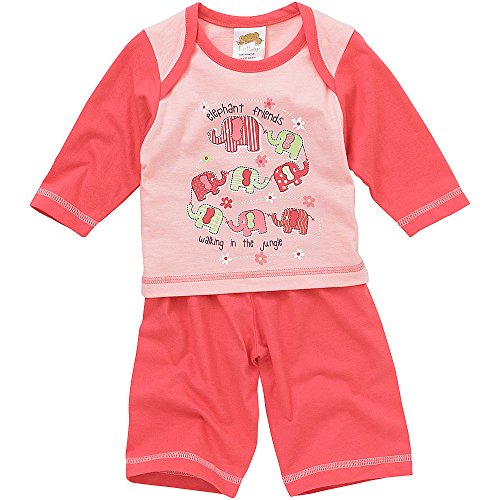 Lullaby Baby Girls Elephant Friends Long Pyjamas - Pale Coral - 0/3 Months