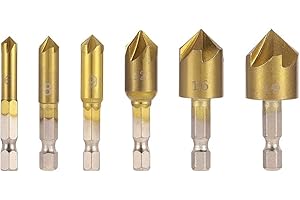 Fixinus Set di 6 punte per svasatura conica, per legno, con punte per svasatura centrale a 82 gradi, per legno, punta a sgancio rapido, 6 mm – 19 mm