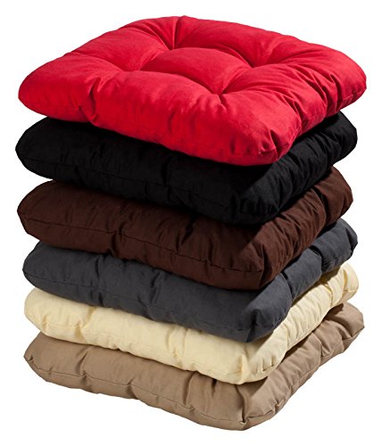 Stuhlkissen Sitzkissen Kissen mit Bändern 40x40x8 cm „Kapstadt“ schwarz - 2