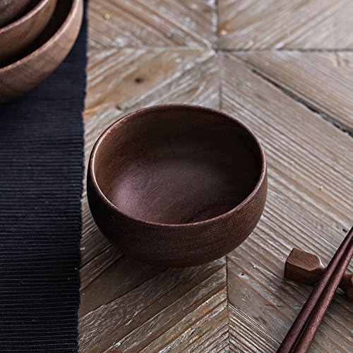 sweet kitchen -Japanese wind wood minimalist dishes of rice and Tang Shala bowls of paint color, diameter: 5.5 inches