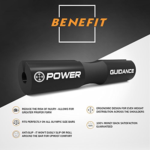 POWER GUIDANCE Barbell Squat Pad – Nacken & Schulter Schutzhülle – Ideal für Squats, Lunges, Hip Thrusts, Gewichtheben & mehr – Fit 50mm und Olympic Bars Perfekt - 2