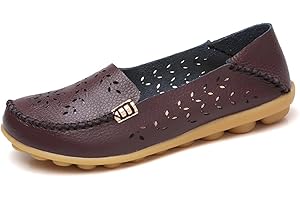 JeathFea Zapatos De MocasíN De Cabeza Redonda Informales para Mujer CóModos Mocasines De Cuero Transpirables Caminar Enfermera Transpirable Moda De ConduccióN Zapatos Suaves