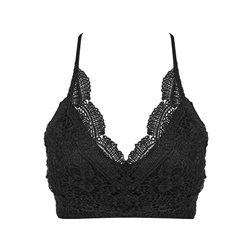 Minetom Damen Sexy Tops Klein V-Ausschnitt Rückenfrei Spitze Oberteile Bluse Sommer Bikini Bra BH - 4