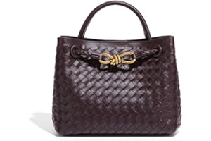 UKETO Gewebte Tasche Damen Retro Hobo-Taschen für Damen, Gewebte Tragetasche Gewebte PU Leder Umhängetasche modische Gewebte Geldbörsen Tragetasche Handtasche