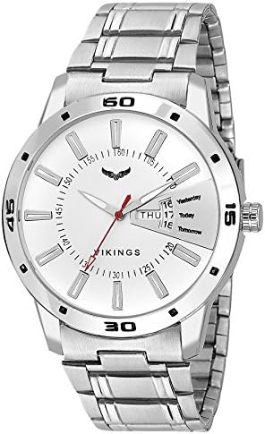 VIKINGS VK-G1107-WHT-SLVR-CHN-DAY & Date Stylish Day Date Fashionable Men Watch DD Series