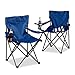 Produktbild Relaxdays Campingstuhl 2er-Set, klappbar, Armlehnen, Getränkehalter, Picknickstuhl, Outdoor, HBT: 82 x 78 x 50 cm, blau