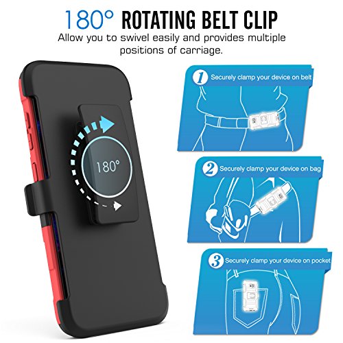 MoKo Samsung Galaxy S8 Funda - Cuerpo de la Resistente Funda Giratoria con Clip de la Correa Resistente Choque de Doble Capa para Samsung Galaxy S8 2017 5 8 Pulgadas Smartphone  Rojo