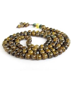 Ovalbuy Mala 6mm Tiger Eye Gem Perlen tibetanisch buddhistische Gebetskette Meditation Japa Mala 108