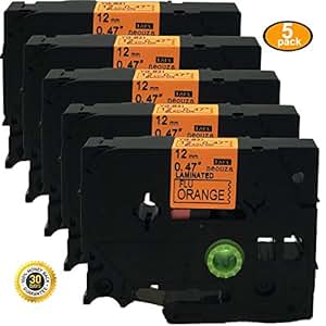 5 Rubans D'étiquettes Brother TZe231 TZ231 12 Mm - Noir Sur Blanc - Pour Brother P-Touch PT-D210 Et Similaires