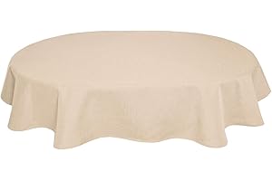 LEINEN-OPTIK-KOLLEKTION Tischdecke Leinenoptik Leinen Lotuseffekt Wasserabweisend Lotus Oval 135x180 cm Sand