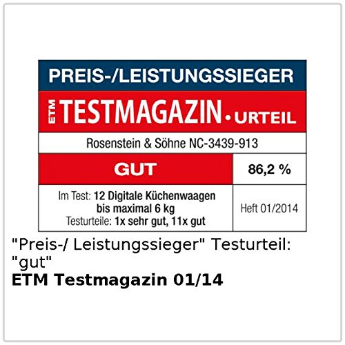 Rosenstein & Söhne Präzise Digitalwaage für Küche und Büro (bis 3 kg) - 4