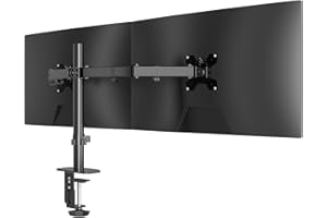 Pholiten Support Ecran PC pour écran LCD LED 13-27 Pouces jusqu'à 10 kg, Bras Ecran PC 2 écrans, Bras Ecran inclinable et pivotant réglable en Hauteur pour Le Bureau, Max.VESA 100x100mm