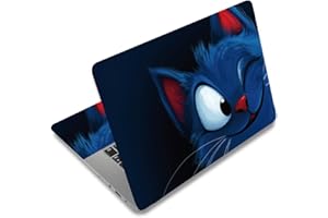SUPERDANT Cartoon Cat Laptop Skin Sticker Decal Winking Blue Cat Universal Laptop Skin 12 13 13.3 14 15 15.4 15.6 Inches Vinyl Stickers Removable Notebook Personalized Protector