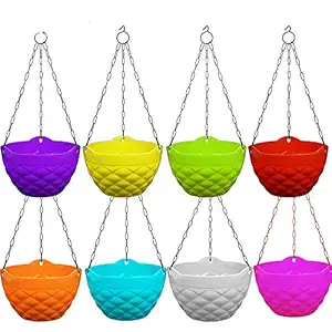Store ???? Plastic Hanging Pot with Chain, Multicolour, Standard, Set of 5