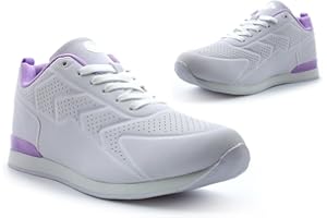 GENERIC Womens Bowling Shoes Womens Bowls Trainers Ladies Bowls Shoes Ladies Bowling Trainers Garden Bowl Shoe Lawn Bowl Shoe Lace Up Trainer Lightweight Trainer White/Lilac